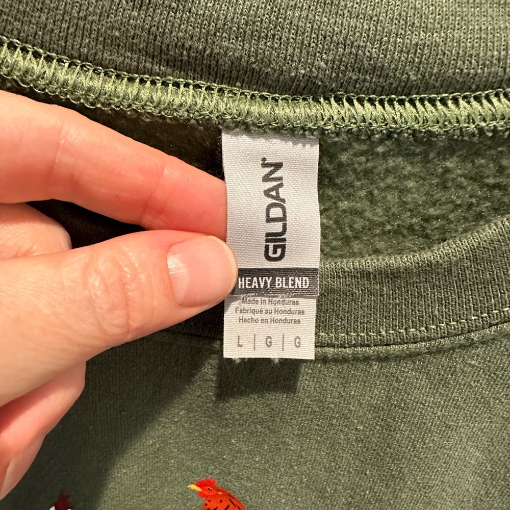 Chicken lovers perfect pull over in  Olive, Heavy Blend Pullover Sweatshirt